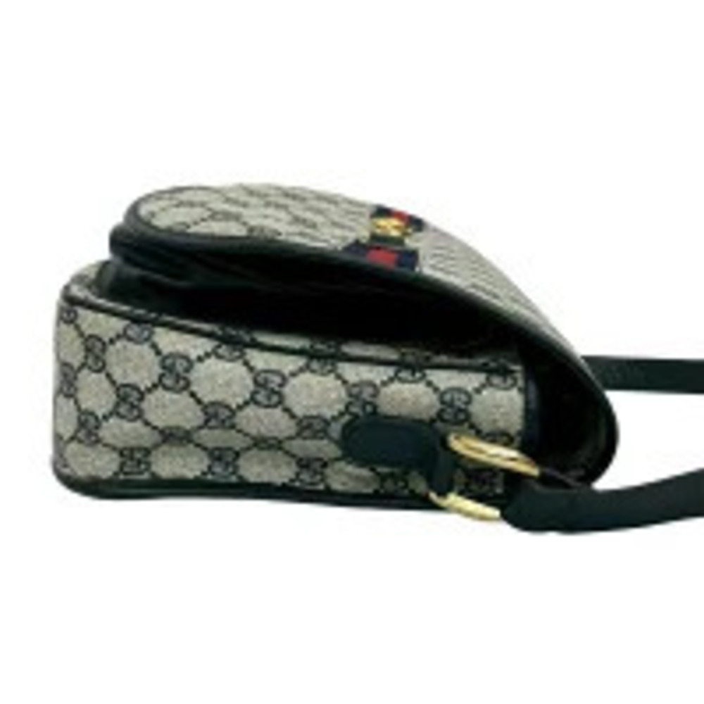 GUCCI Sherry Horsebit Leather Shoulder Bag Navy Blue - Picture 6 of 10